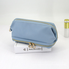 Luxury Blue Litchi PU Waterproof Travel Toiletry Bag High-end Toiletry Kit Travel Bag Cosmetic Bag